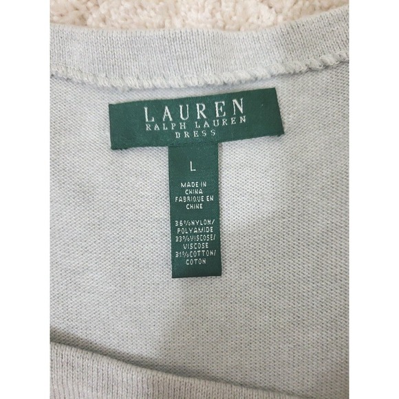 ~~SOLD~~LRL Ralph Lauren ~Woman Size L~ Light Gray Sleeveless Peplum Waist Dress - Picture 2 of 12